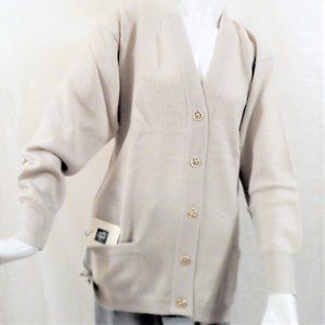 BALLANTYN 100% PURE NEW WOOL MERINO LONG SWEATER WITH POCKETS MADE-IN-SCOTLAND